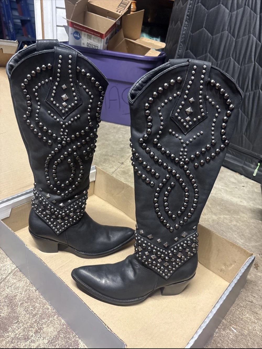 Old Gringo Black Studded Belinda Knee-High Boots